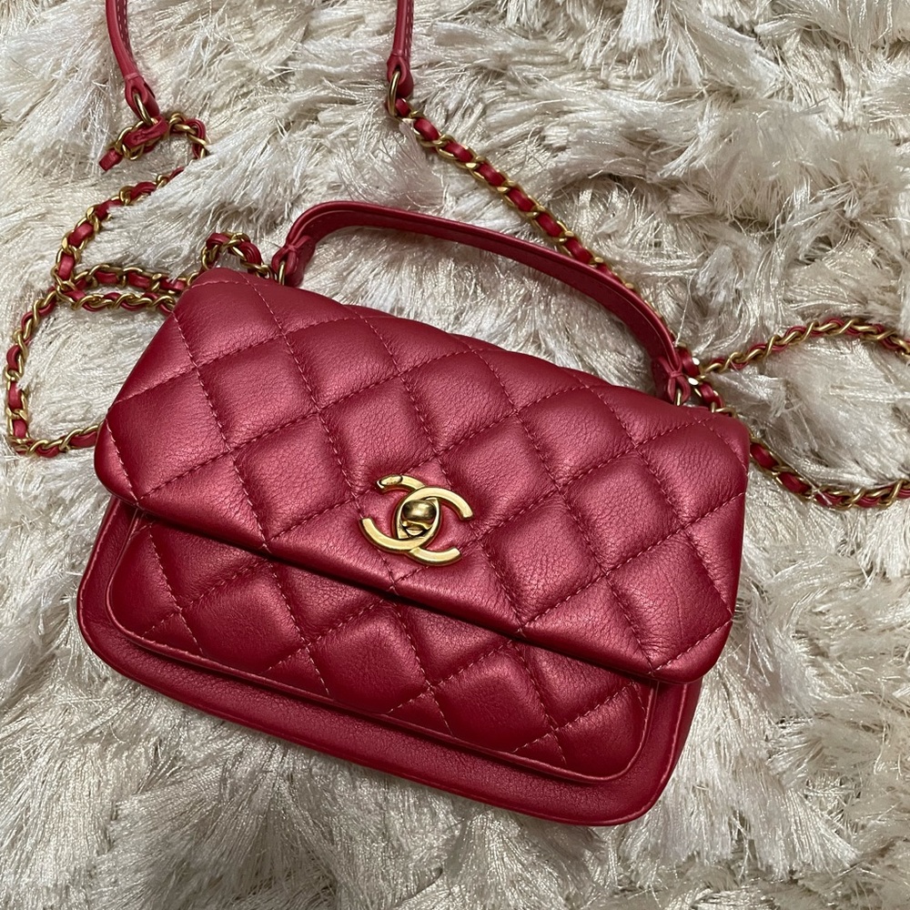Mini Chanel with top handle and crossbody chain